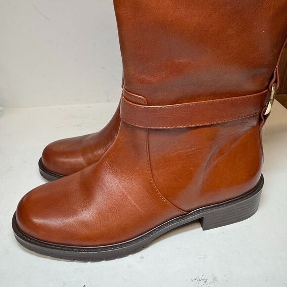 INC Womens 8.5 M Cognac Brown Leather Mireyal Knee High Riding Boots DISPLAY HX1 - Picture 4 of 6